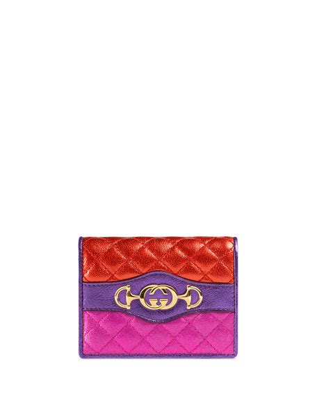 Gucci Trapuntata Laminated Leather Flap Card Case 